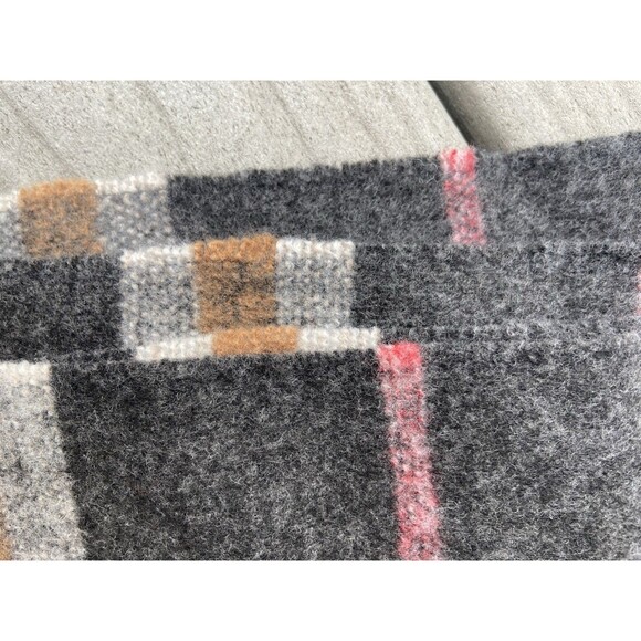 Modena Plaid Blanket Poncho One Size Gray Pink Orange Frayed NWT - Picture 8 of 11